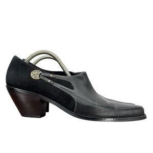 Coldwater Creek Western Black Bootie Leather Suede Point Toe Women's SZ 8 Boots